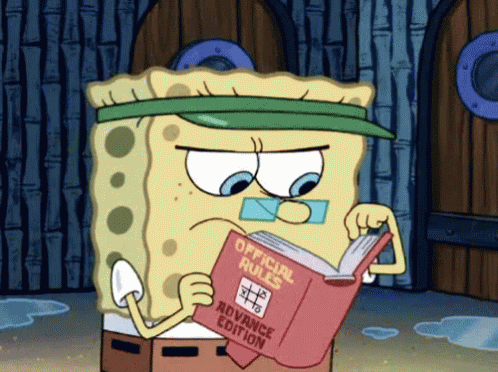 Spongebob checking the code in detail